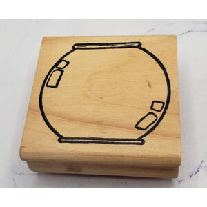 Goldfish Bowl Wood Cellar Graphics Wood Mounted Rubber Stamp